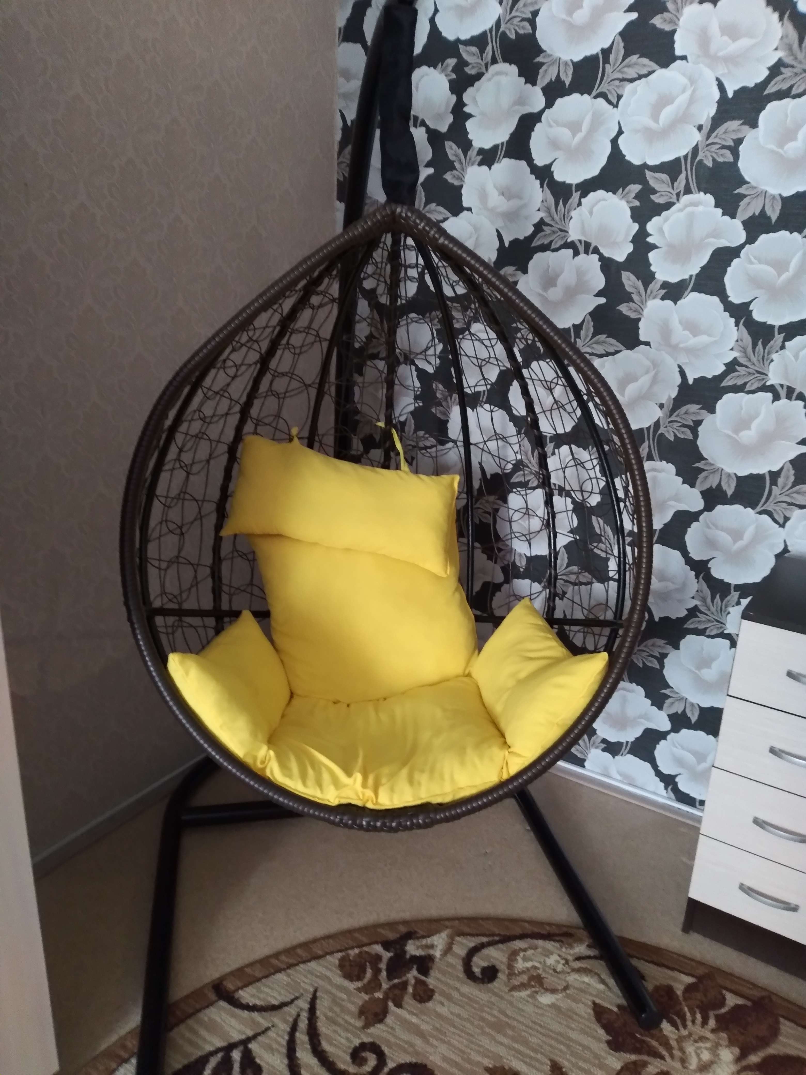 Фотография покупателя товара Подвесное кресло «Бароло», капля, цвет коричневый, подушка бордо, стойка - Фото 1