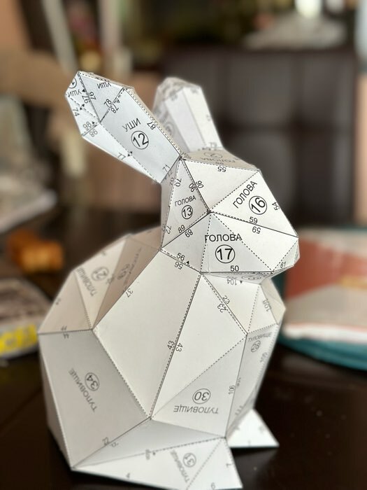 Фотография покупателя товара Полигональная фигура из бумаги «Кролик», 11 х 22 х 18 см - Фото 1
