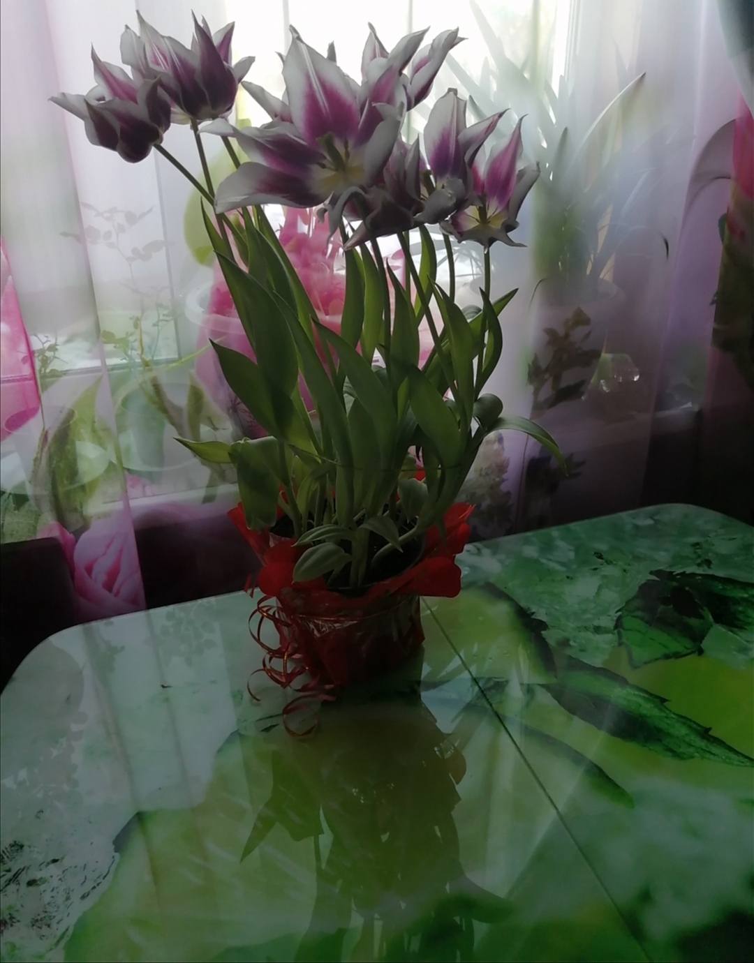 Фотография покупателя товара Стол раздвижной с фп Орхидея белая, 1100/1500х700х777, стекло/пояс венге/ноги хром прямые - Фото 37