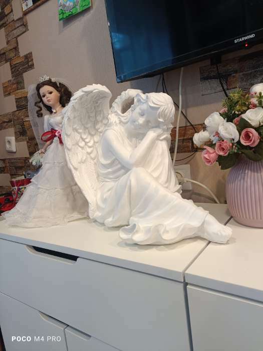 Фотография покупателя товара Светящаяся фигура "Ангел дева сидя большая" 45х35х39см - Фото 2