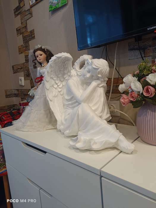 Фотография покупателя товара Фигура "Ангел девушка сидя" большая, состаренный 28х45х40см - Фото 3