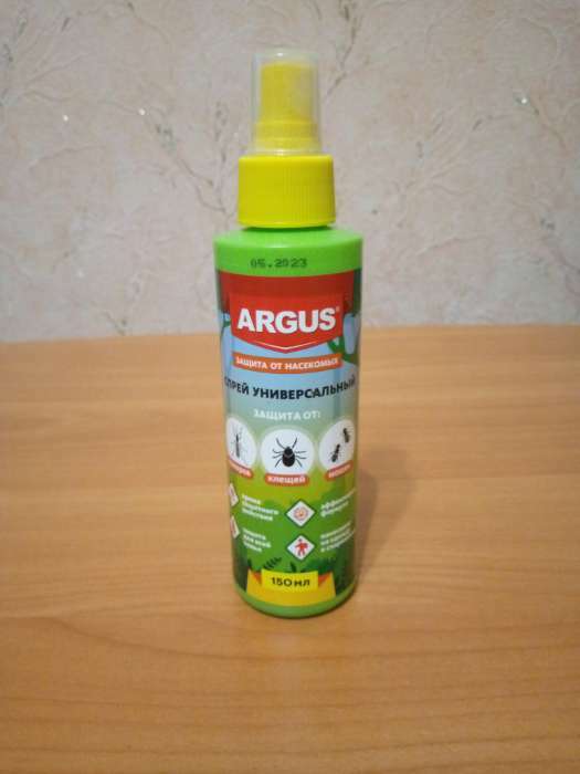 Фотография покупателя товара Лосьон-спрей "Argus", универсальный, от комаров, клещей, мокрецов, москитов, мошек, 150 мл