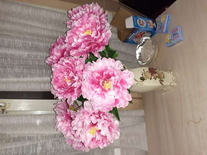 Фотография покупателя товара Цветы искусственные "Пион бархатный" 15х55 см, розовый - Фото 4