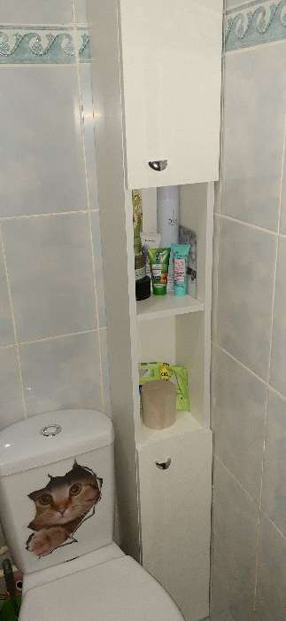 Фотография покупателя товара Пенал для ванной комнаты узкий "Вега 16" белый, 200 см х 20 см х 20 см - Фото 26