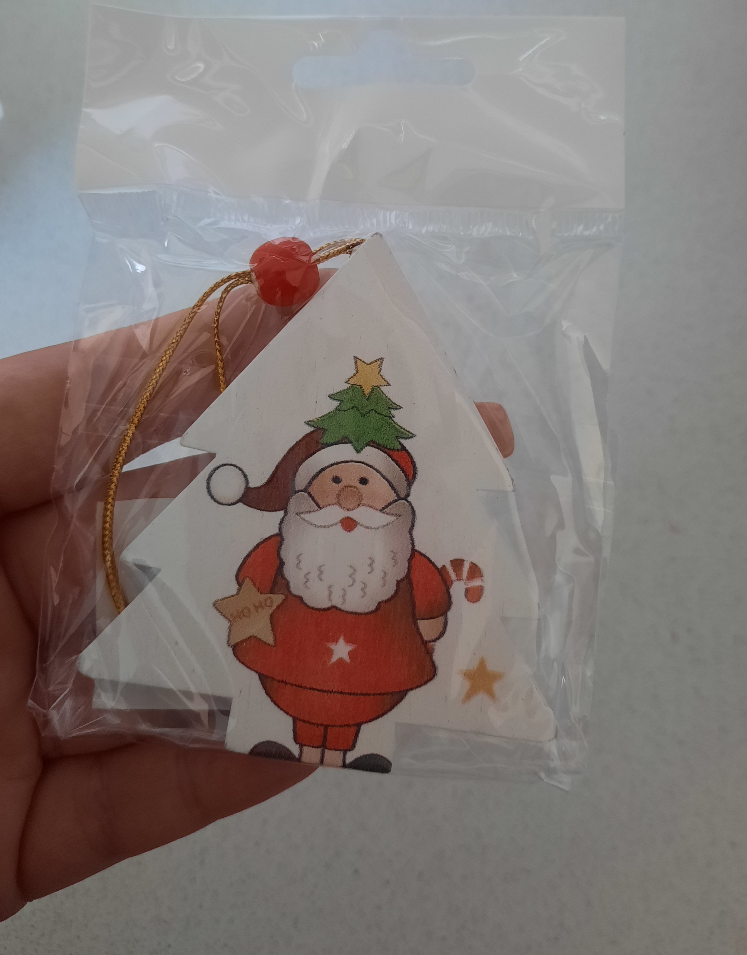 Фотография покупателя товара Подвеска новогодняя деревянная «Ёлка и Дед Мороз» 0,5×6,7×7,5 см