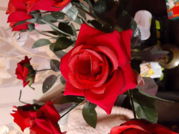 Фотография покупателя товара Цветы искусственные "Роза" 56 см d-8,5 см, белый - Фото 1