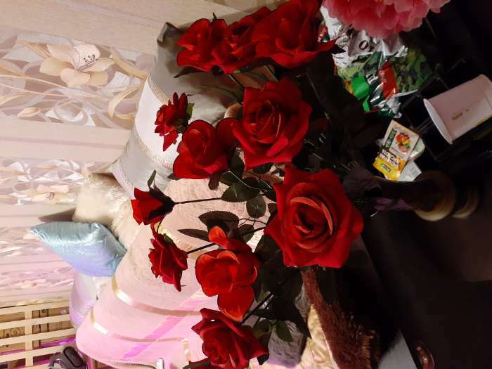 Фотография покупателя товара Цветы искусственные "Роза" 56 см d-8,5 см, белый - Фото 2