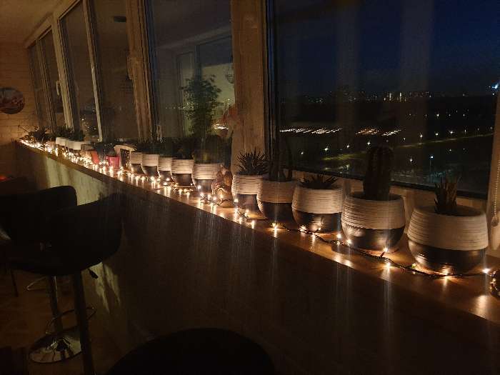 Фотография покупателя товара Гирлянда «Нить» 7 м, IP20, тёмная нить, 180 ламп, свечение мульти, 8 режимов, 220 В, УЦЕНКА - Фото 2
