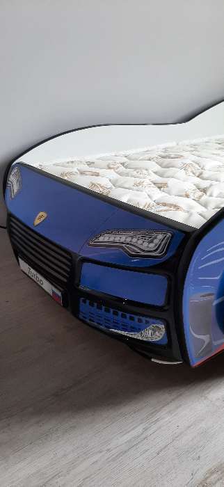 Фотография покупателя товара Кровать машина «Турбо», цвет синий, подсветка дна - Фото 1