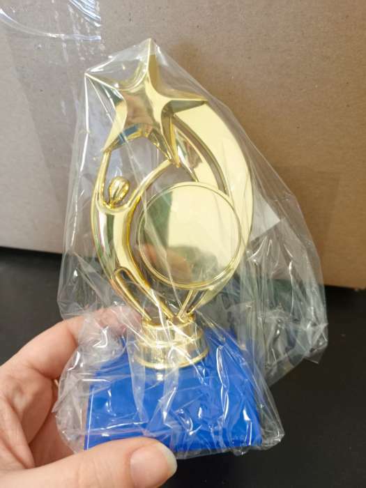 Фотография покупателя товара Наградная фигура «Звезда с человеком», подставка пластик синяя, 15 х 6,3 х 6,3 см. - Фото 1