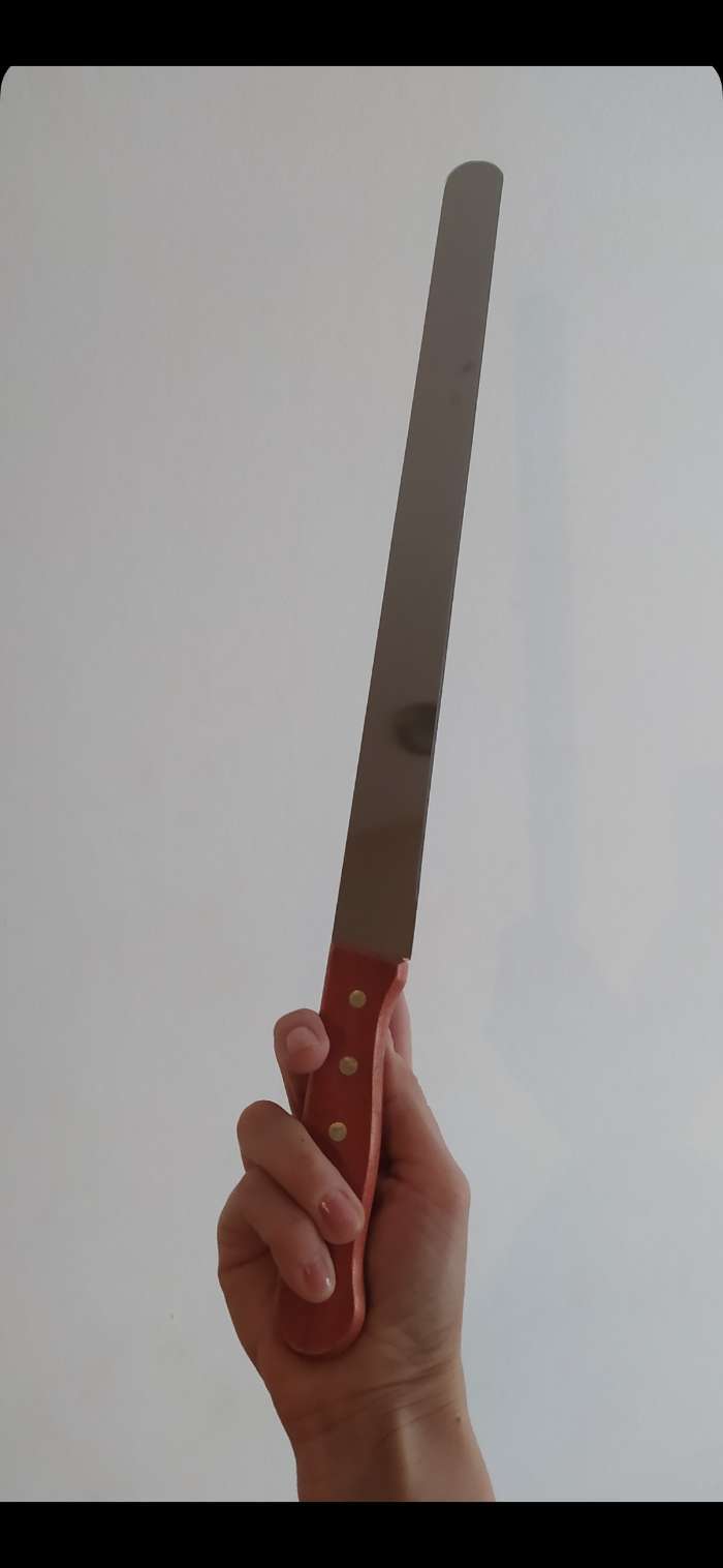 Фотография покупателя товара Нож для бисквита ровный край KONFINETTA, длина лезвия 35 см, деревянная ручка - Фото 5
