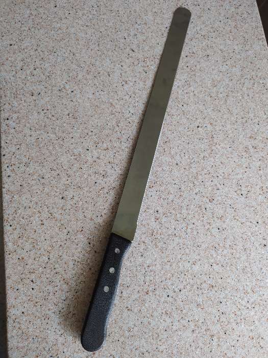 Фотография покупателя товара Нож для бисквита ровный край KONFINETTA, длина лезвия 30 см, деревянная ручка - Фото 6