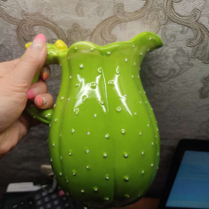 Фотография покупателя товара Кувшин керамический «Кактус», 1 л, цвет зелёный