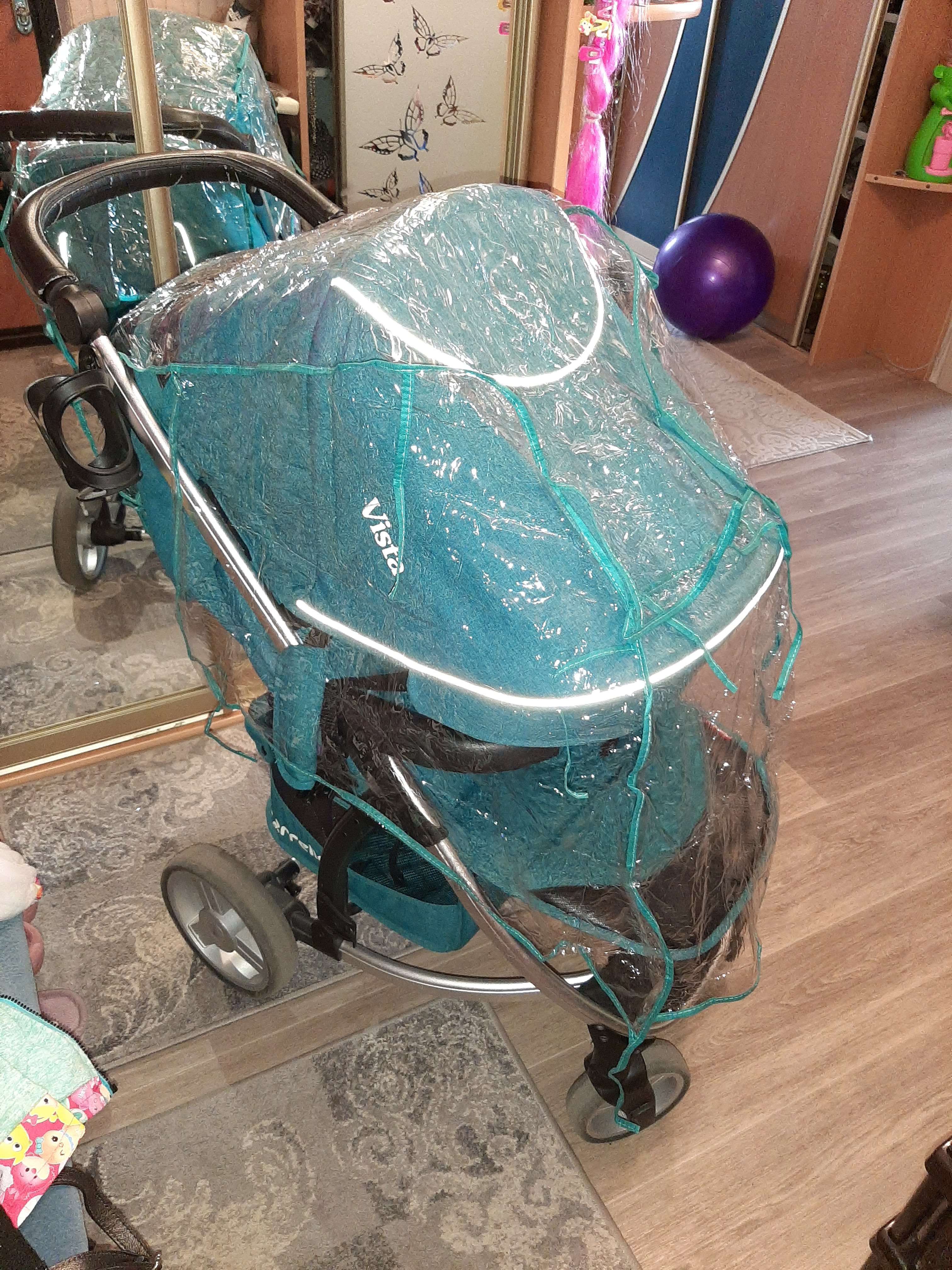 Фотография покупателя товара Универсальный дождевик для детской коляски, с окном, ПВХ, окантовка МИКС