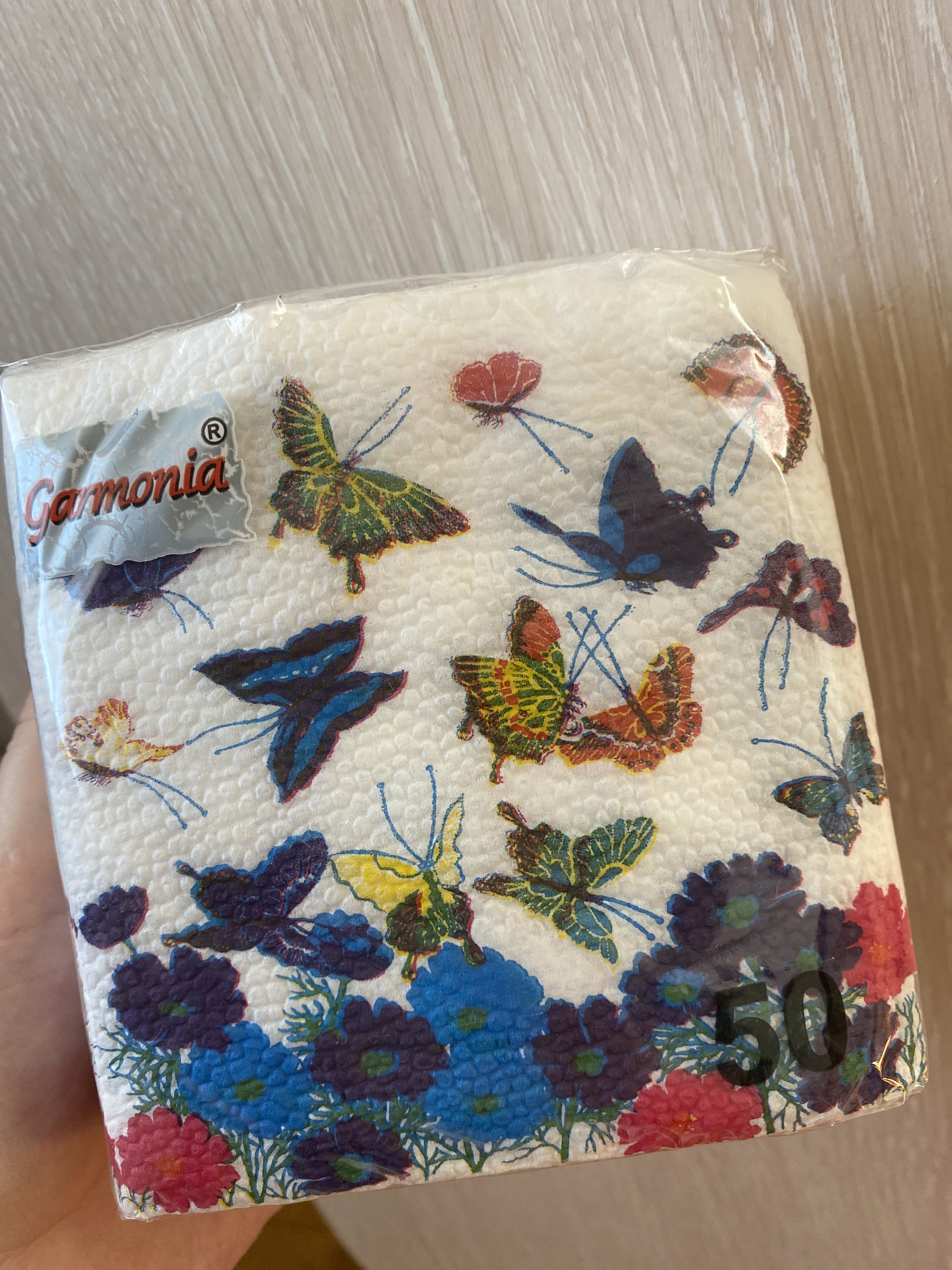 Фотография покупателя товара Салфетки бумажные «Гармония цвета. Бабочки», 50 шт.