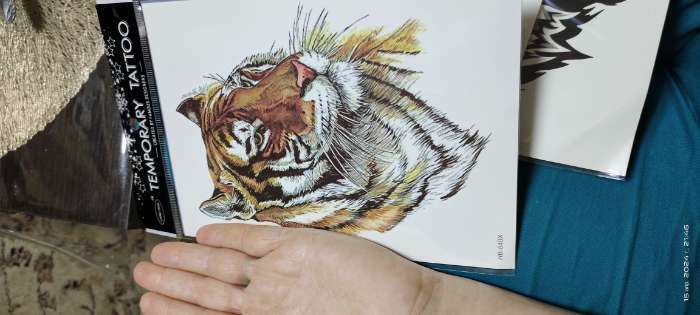 Фотография покупателя товара Татуировка на тело цветная "Амурский тигр" 21х15 см - Фото 1