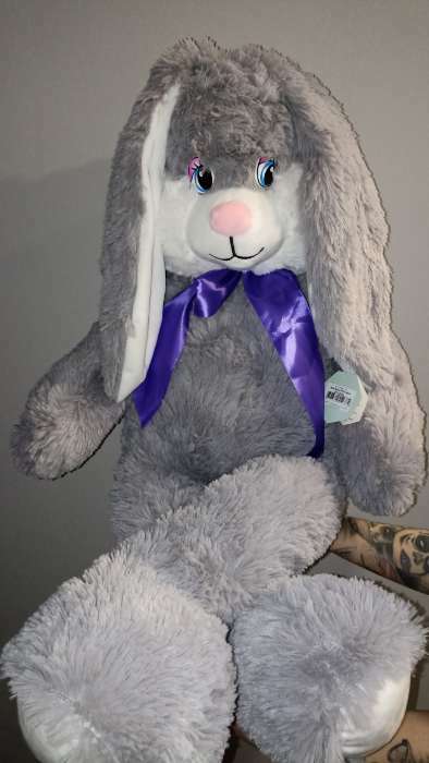 Фотография покупателя товара Мягкая игрушка «Заяц Проша», цвет серый, 100 см - Фото 2