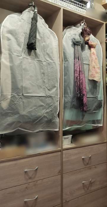 Фотография покупателя товара Чехол для одежды плотный объёмный Доляна, 60×110×30 см, PEVA, цвет белый