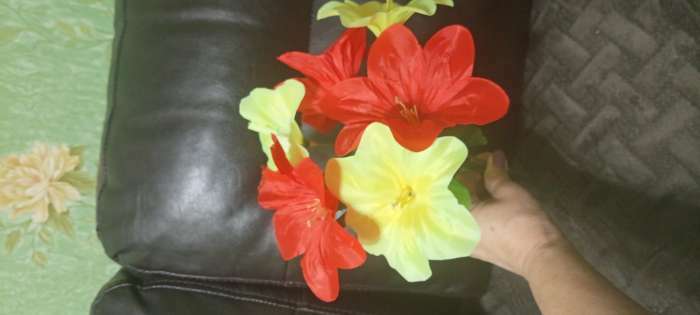 Фотография покупателя товара Цветы искусственные "Гиппеаструм" d-12 см h-23 см, красный