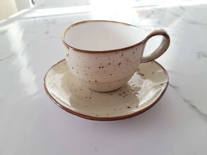 Фотография покупателя товара Чайная пара фарфоровая Magistro Mediterana, 2 предмета: чашка 250 мл, блюдце 16×15 см, цвет бежевый - Фото 2