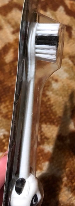 Фотография покупателя товара Зубная щётка мод Детская Панда двухкомпонентная ручка, щетина мягкая, с присоской - Фото 2