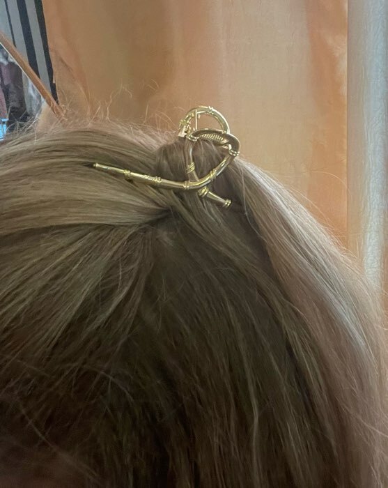 Фотография покупателя товара Краб для волос "Валери" плетёная петелька, 7,5 см, золото - Фото 1