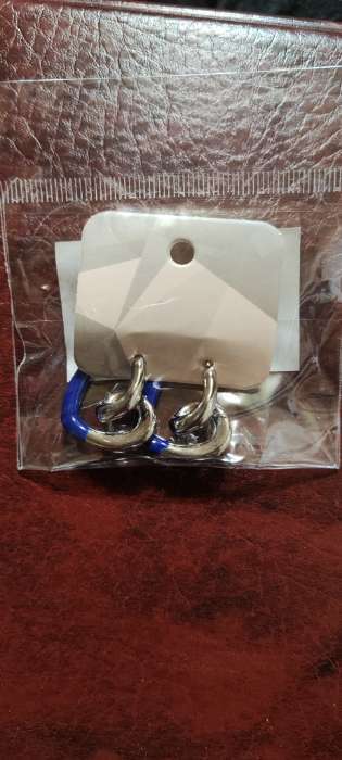 Фотография покупателя товара Серьги эмаль «Сердце» завиток, цвет синий в серебре - Фото 1