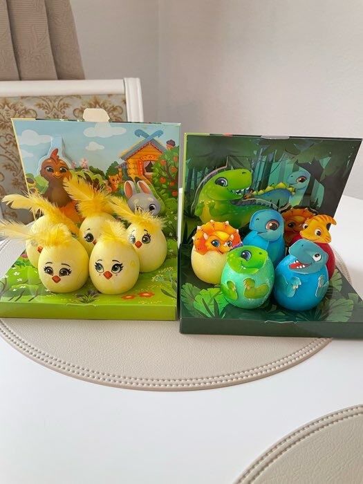 Фотография покупателя товара Набор для украшения яиц в 3D коробке «Динозавры» на пасху, 12.5×15.5 см - Фото 3