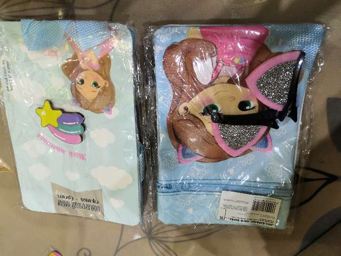 Фотография покупателя товара Подарочный набор для девочки «Мяу», сумка, брошь, цвет розовый - Фото 1