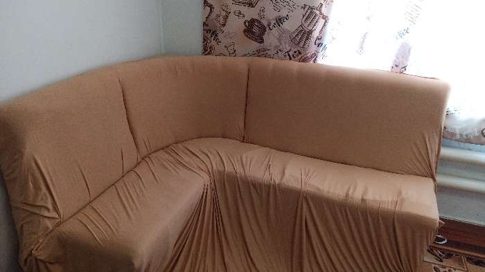 Фотография покупателя товара Чехол для мягкой мебели Collorista,4-х местный диван,наволочка 40*40 см в ПОДАРОК,бежевый - Фото 2