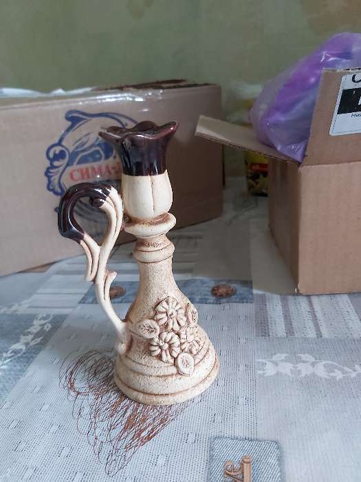 Фотография покупателя товара Подсвечник "Лотос", для одной свечи, лепка, под шамот, 16 см