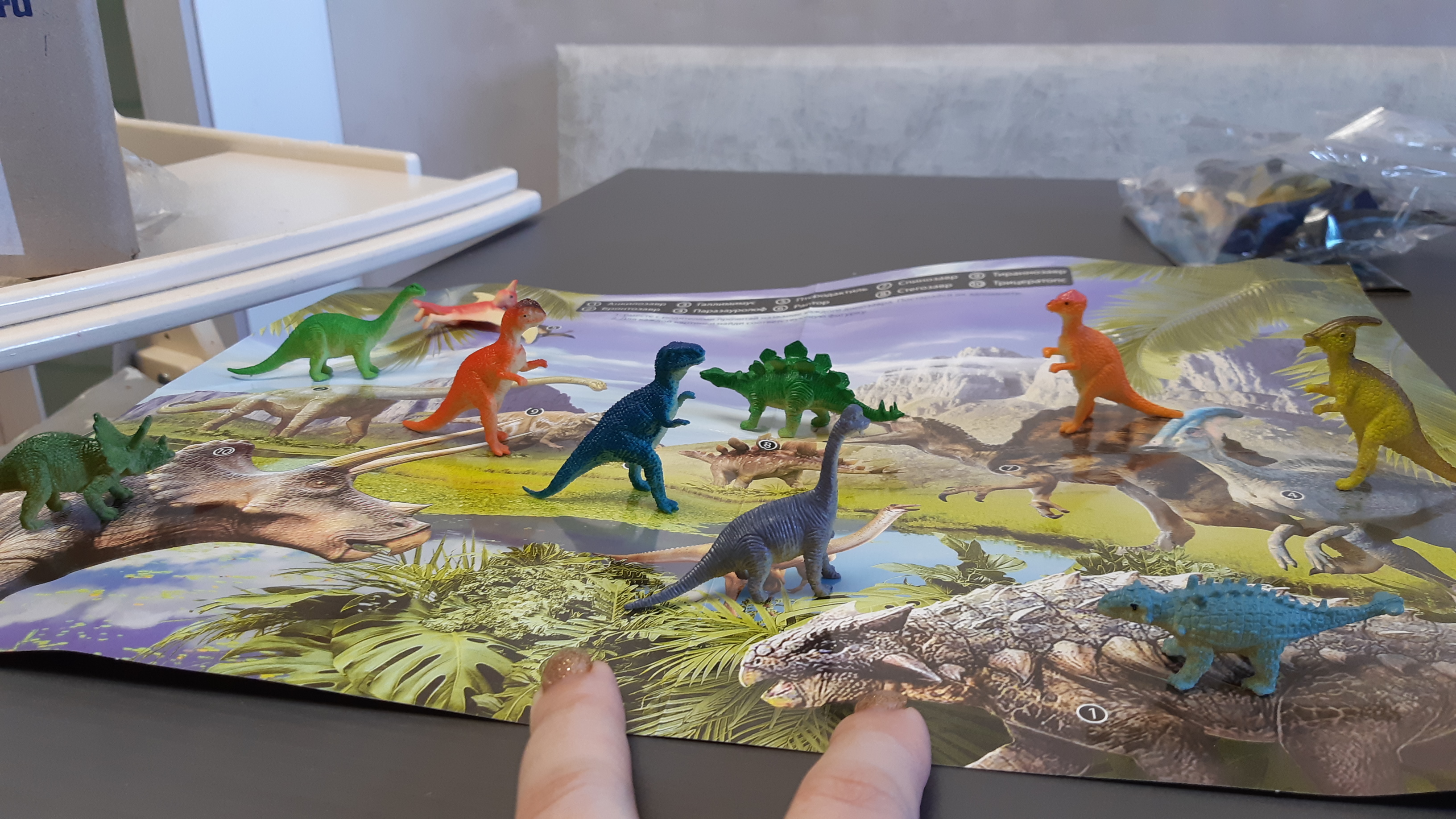 Фотография покупателя товара Обучающий набор «Эра динозавров», животные и плакат, по методике Монтессори, для детей - Фото 3
