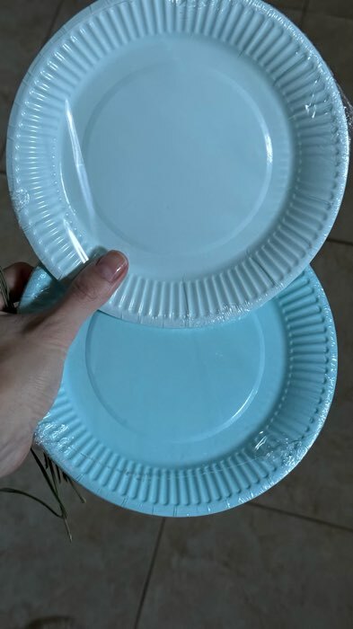 Фотография покупателя товара Одноразовая посуда: тарелка бумажная «Синий», однотонная, 18 см - Фото 3