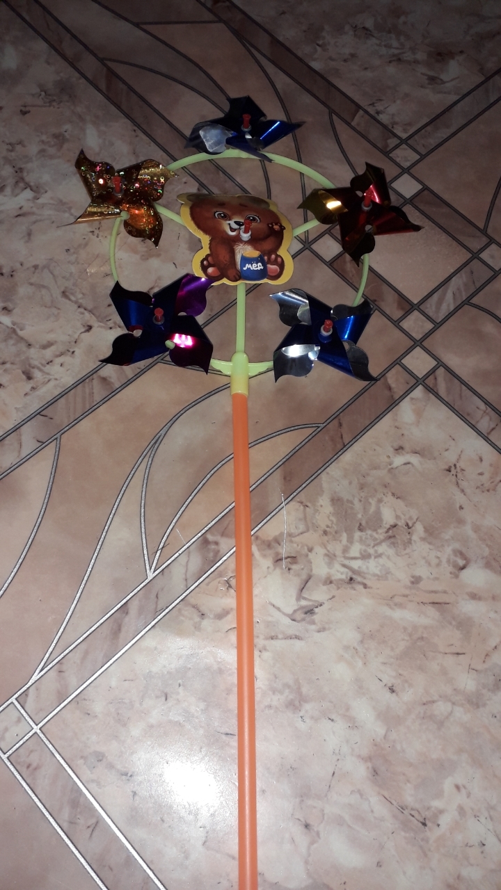 Фотография покупателя товара Ветерок с фольгой «Мишутка», 42 см - Фото 1