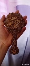 Фотография покупателя товара Зеркало «Цветы», с ручкой, хохлома, 9х16,5 см, береста