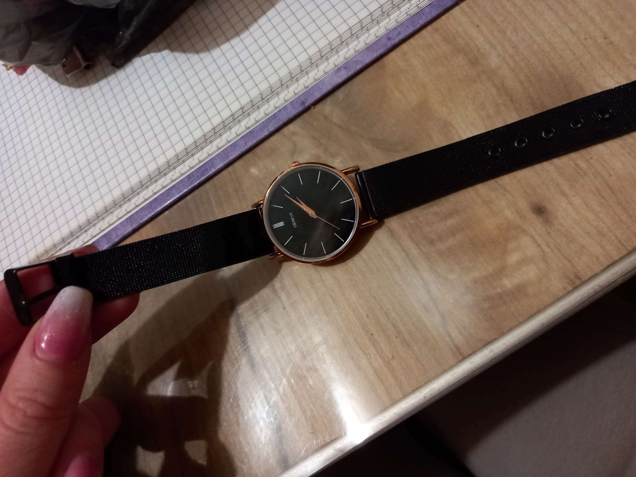 Фотография покупателя товара Часы наручные женские "Ливато", d-3.7 см, черные - Фото 4
