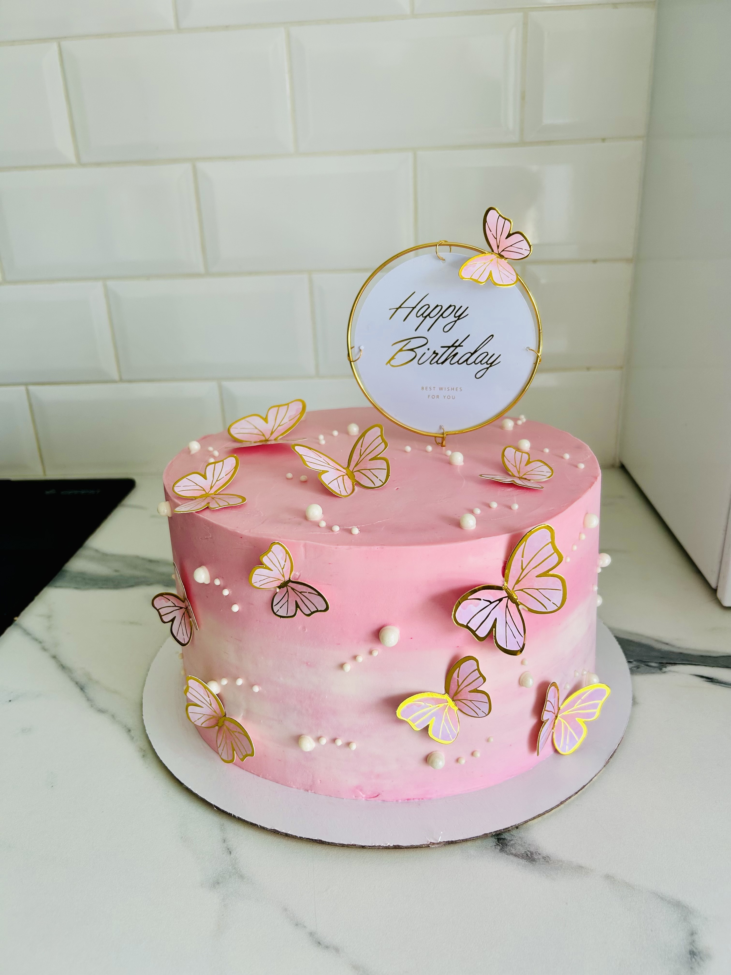 Фотография покупателя товара Набор для украшения торта «С днём рождения», бабочки, цвет розовый