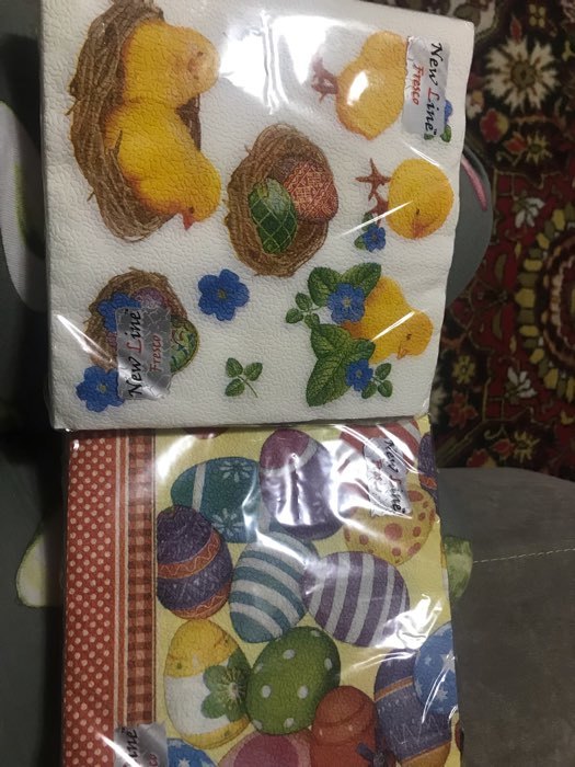 Фотография покупателя товара Салфетки бумажные New line «Пасхальные яйца», 2 слоя, 33*33 см, 20 шт.