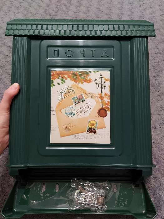 Фотография покупателя товара Ящик почтовый, пластиковый, «Декор», с замком, зелёный