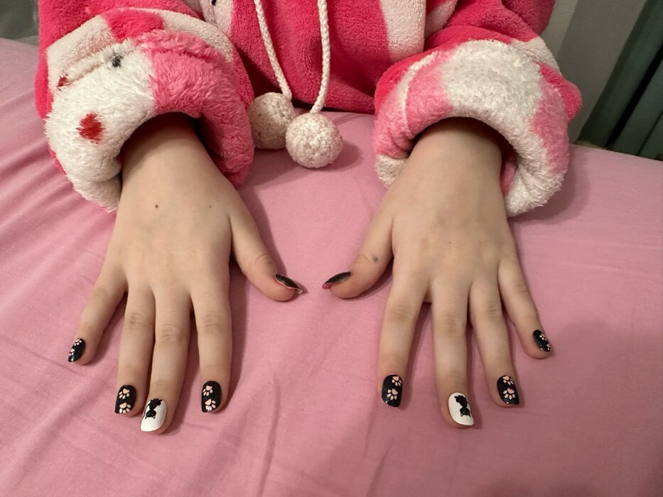 Фотография покупателя товара Детские накладные ногти «Черный котик», 24 шт