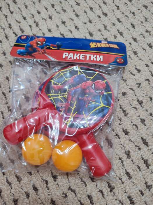 Фотография покупателя товара Ракетки 8×12 см, 2 мячика, Человек-паук