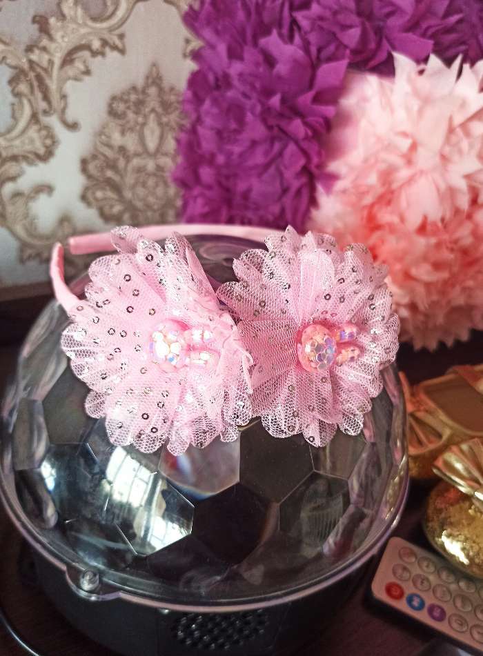 Фотография покупателя товара Ободок для волос "Алёнка" 0,5 см, зайчата, розовый - Фото 1