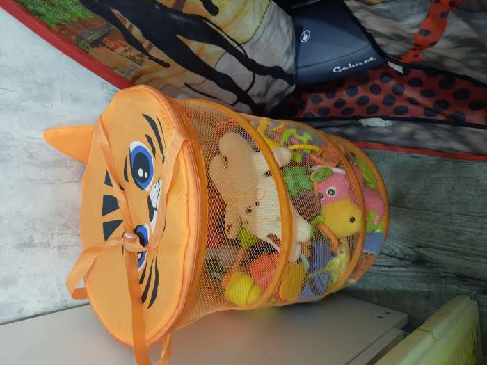 Фотография покупателя товара Корзина для хранения игрушек «Тигр», с ручками и крышкой, 33 х 43 см