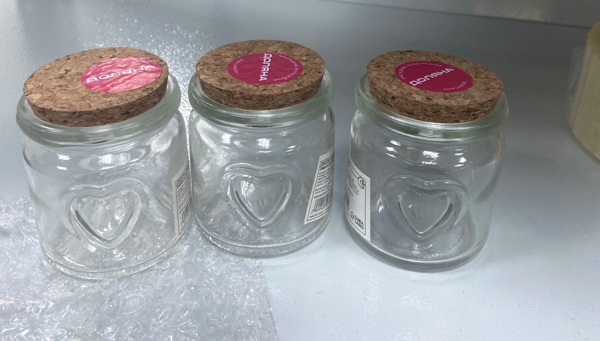 Фотография покупателя товара Баночка для сыпучих продуктов Доляна «Парфе», 110 мл, 6×6.5 см, с пробковой крышкой, стекло, прозрачная - Фото 1