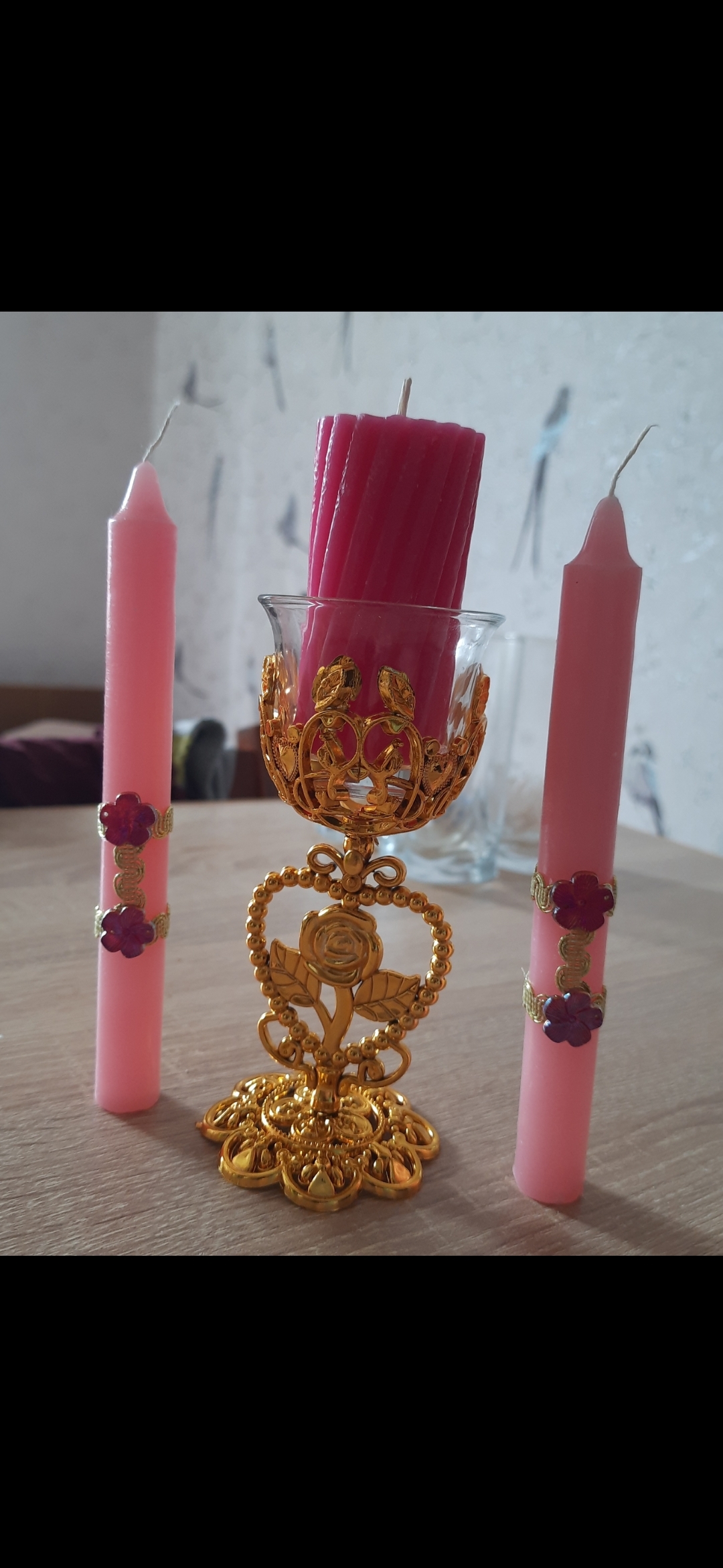 Фотография покупателя товара Подсвечник пластик, стекло на 1 свечу "Роза в сердце" бокал на ножке золото 15х6,3х6,3 см - Фото 1