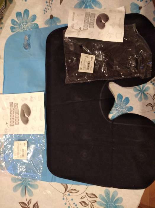 Фотография покупателя товара Подушка для шеи дорожная, надувная, 42 × 27 см, цвет синий - Фото 1