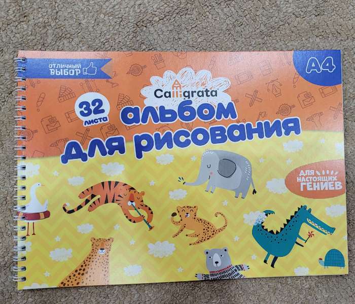 Фотография покупателя товара Альбом для рисования Calligrata А4, 32 листа на гребне, обложка мелованный картон, блок 100 г/м² - Фото 1