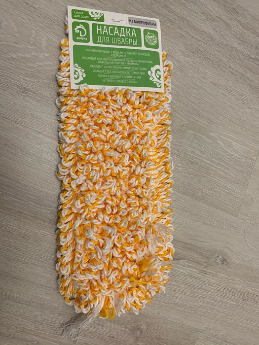 Фотография покупателя товара Насадка для плоской швабры Доляна, 40×10 см, микрофибра, цвет МИКС