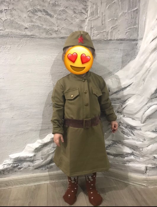 Фотография покупателя товара Костюм военного для девочки: платье, пилотка, трикотаж, хлопок 100%, рост 86 см, 1-2 года, цвета МИКС - Фото 1