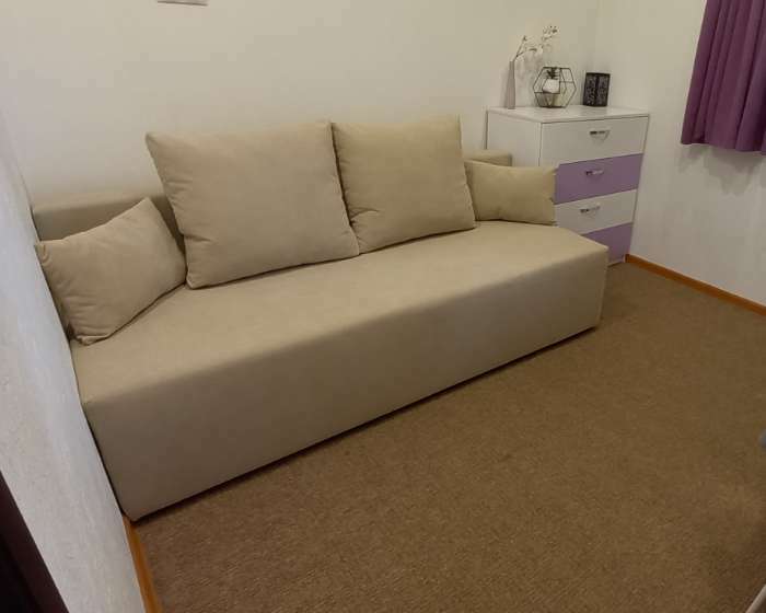 Фотография покупателя товара Прямой диван «Бёрн», механизм еврокнижка, велюр, цвет серый - Фото 3